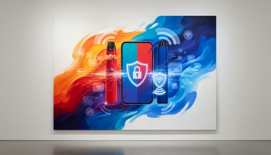 Smartphone in a protective case next to a small metal lock, symbolizing security and privacy