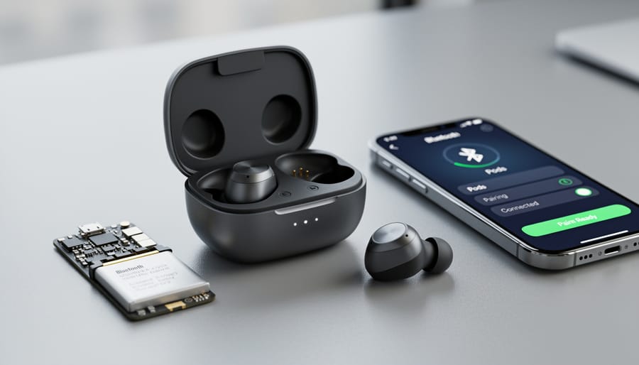 Macro close-up of a vape pod and mouthpiece with a charging cable near a smartphone on a desk